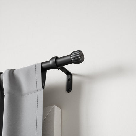 Single Curtain Rods | color: Matte-Black | size: 36-66" (91-168 cm) | diameter: 1" (2.5 cm) | Hover
